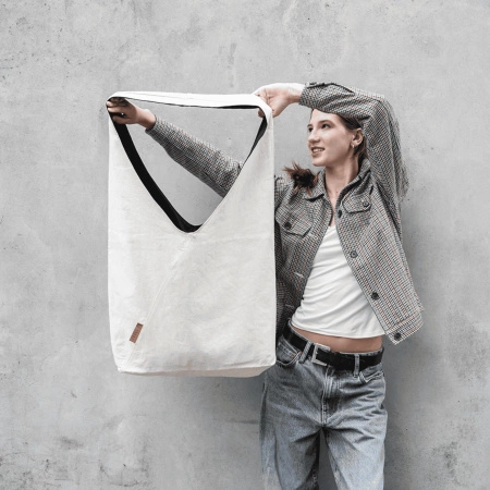 Torba dwustronna, organiczna, oversize - Naturalna biel - czerń